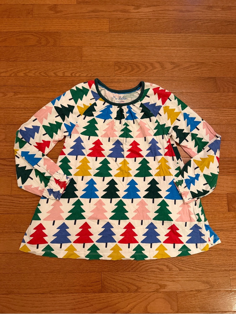 Mini Boden Long Sleeve Colorful Christmas Tree Tunic